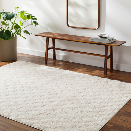 Tapis Scandinave à Carreaux Ivoire Gijon