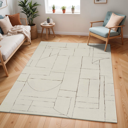 Tapis Scandinave Moderne Ivoire/Terracotta Bari