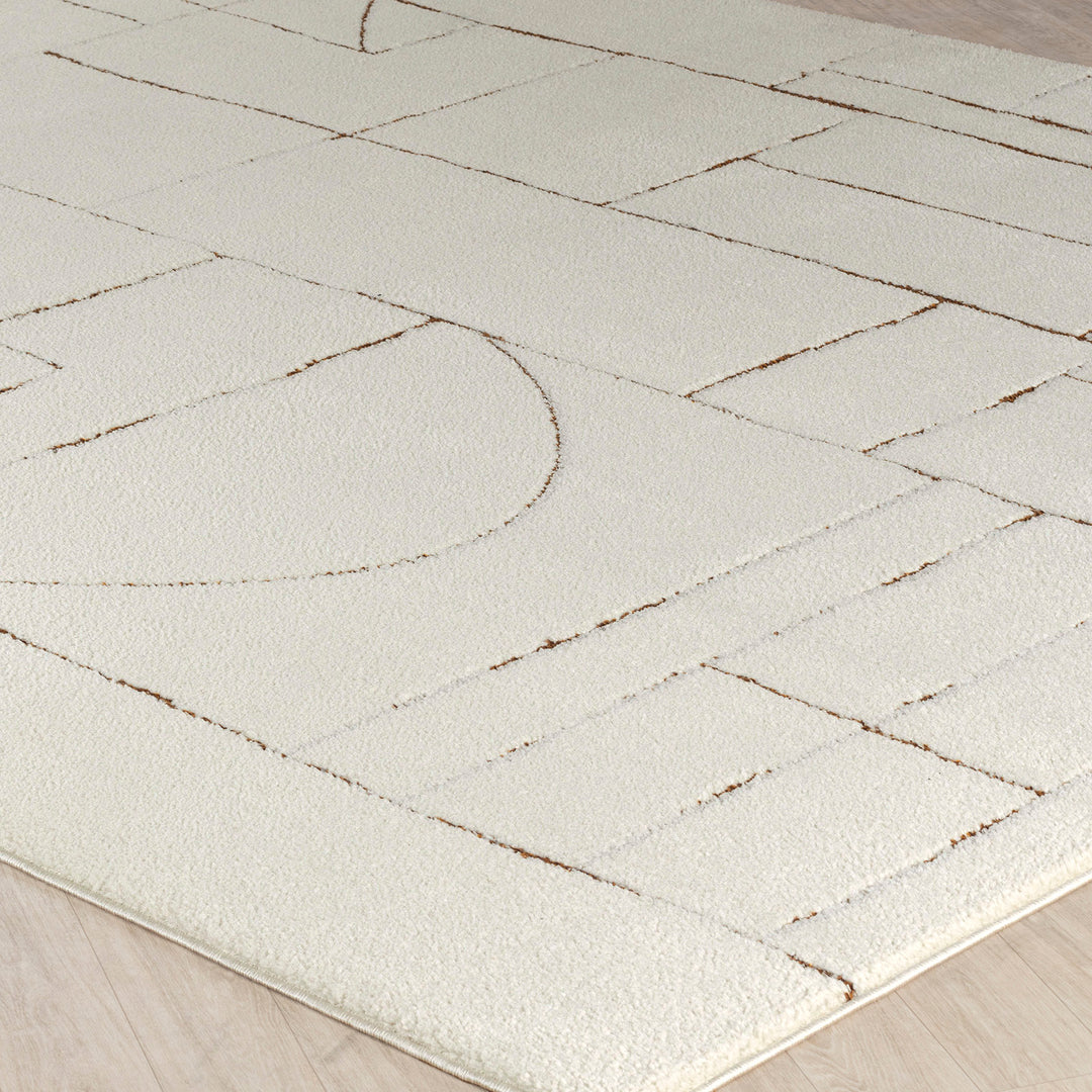 Tapis Scandinave Moderne Ivoire/Terracotta Bari