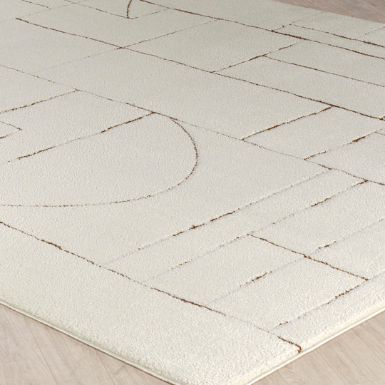 Tapis Scandinave Moderne Ivoire/Terracotta Bari