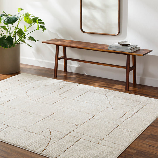 Tapis Scandinave Moderne Ivoire/Terracotta Bari