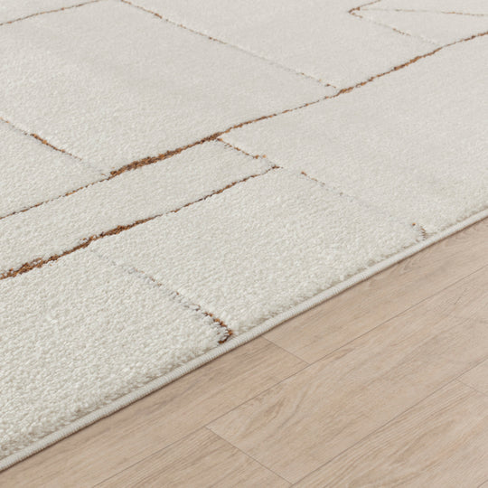 Tapis Scandinave Moderne Ivoire/Terracotta Bari