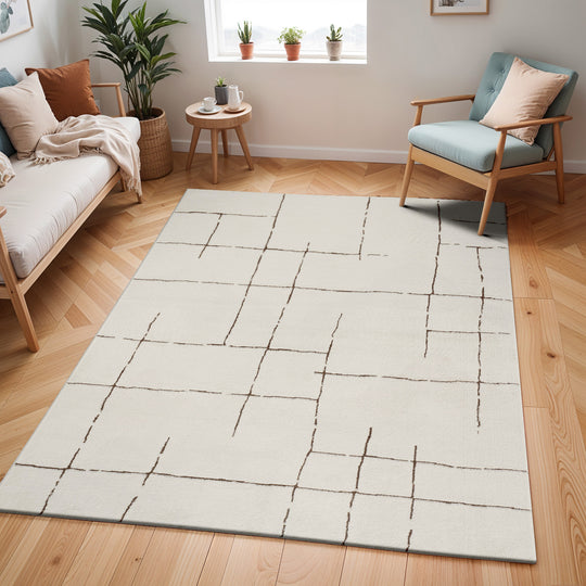Tapis Scandinave Moderne Ivoire/Terracotta Prague