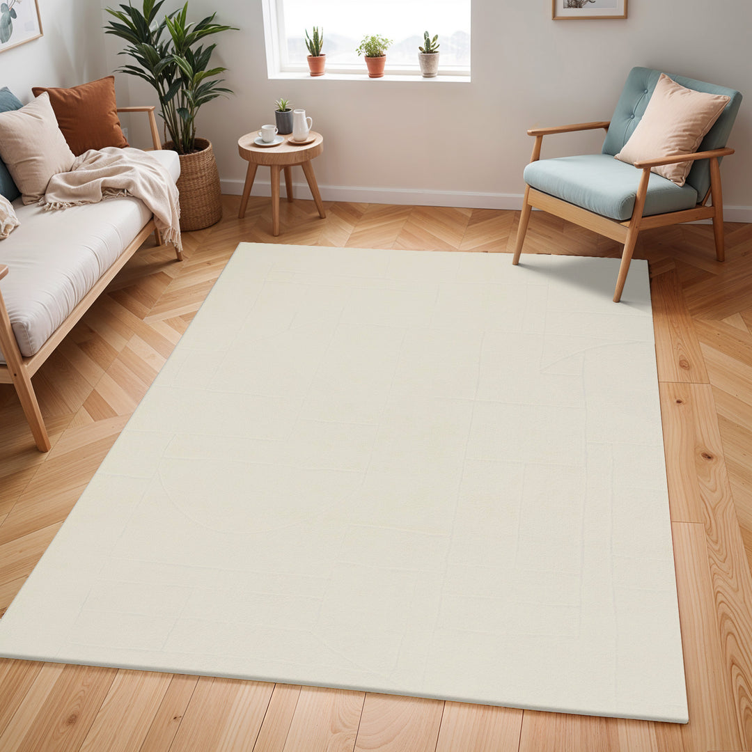 Tapis Scandinave Moderne Ivoire Prague