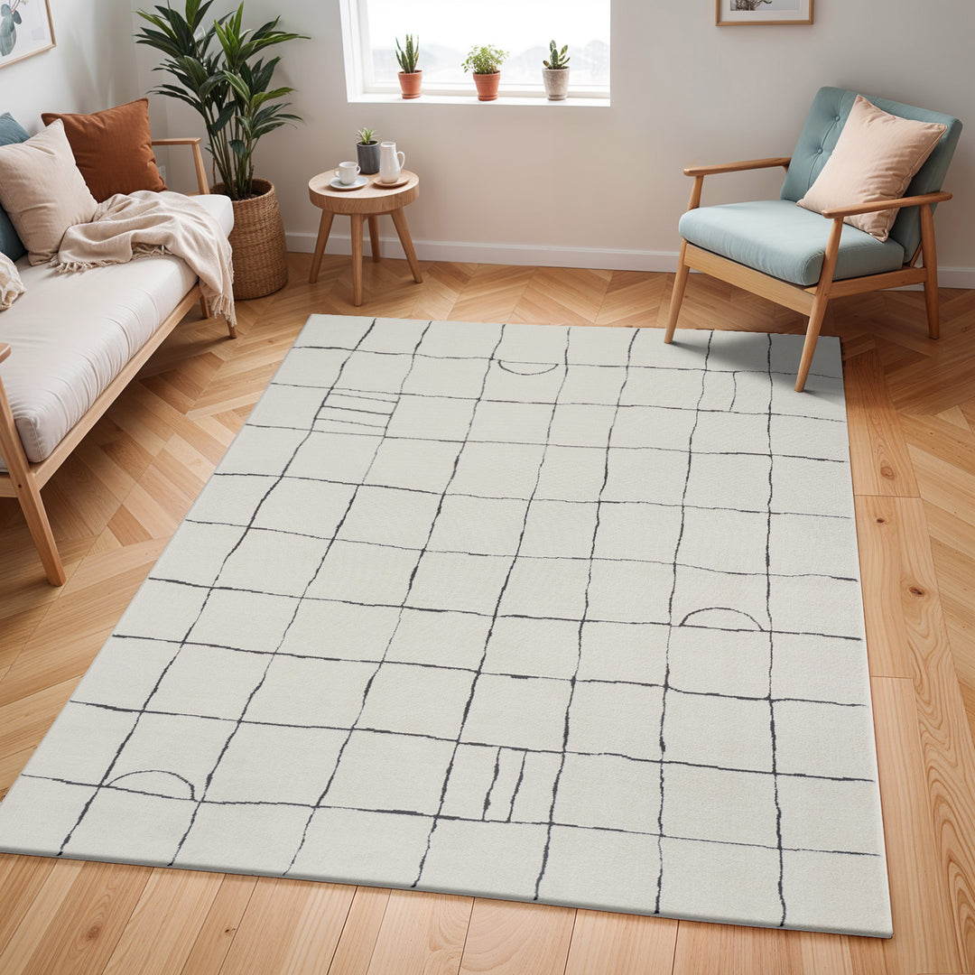 Tapis Scandinave Moderne Ivoire/Gris Inchon