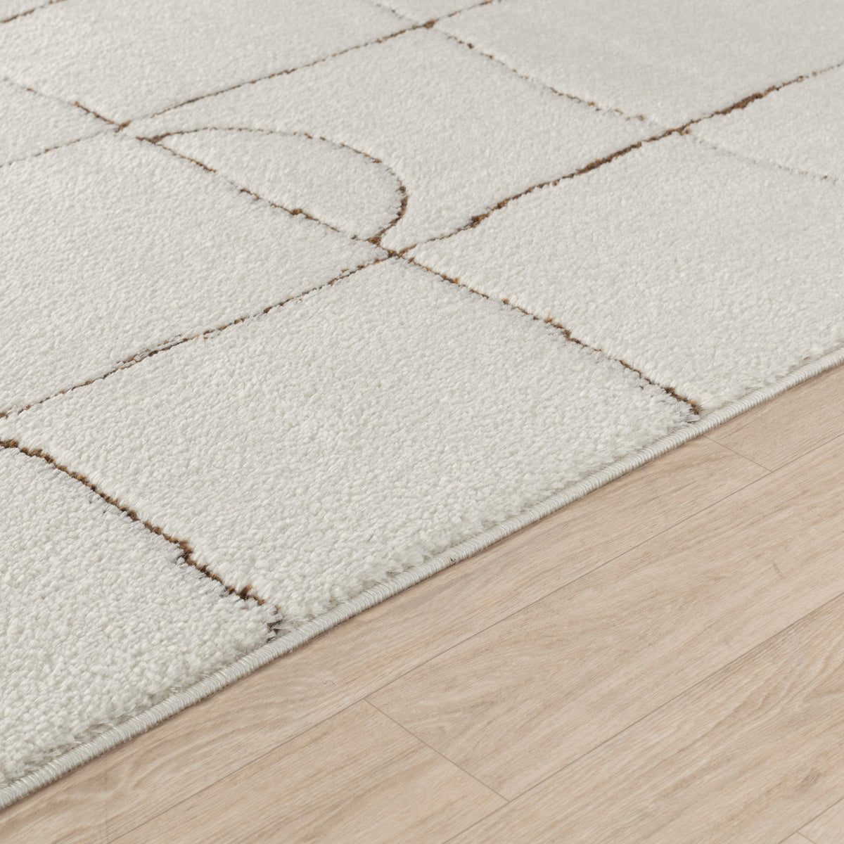 Tapis SURYA Inchon scandinave, motif quadrillage terracotta sur fond crème, vue 3