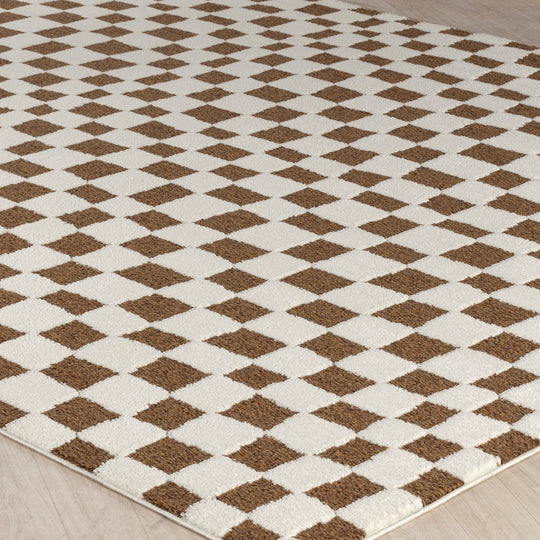 Tapis Scandinave à Carreaux Terracotta Gijon