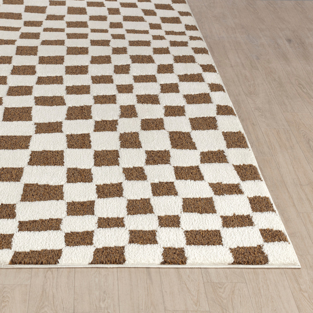 Tapis Scandinave à Carreaux Terracotta Gijon