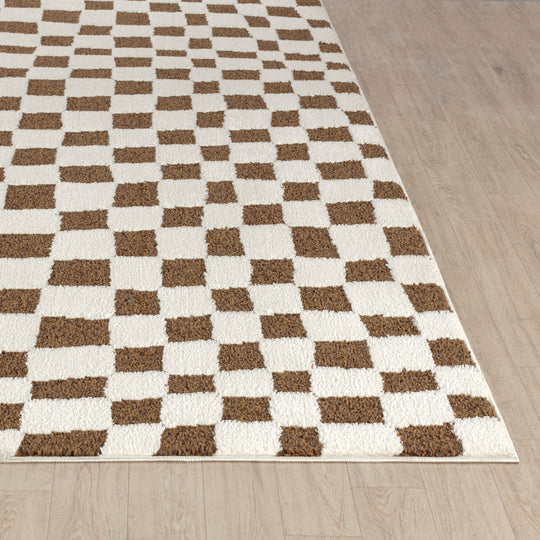 Tapis Scandinave à Carreaux Terracotta Gijon