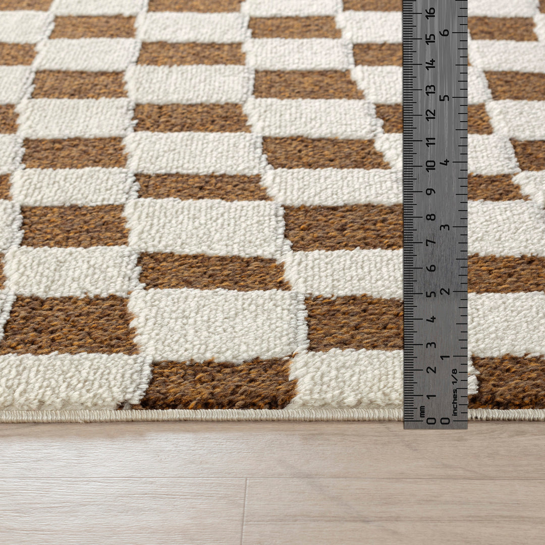 Tapis Scandinave à Carreaux Terracotta Gijon
