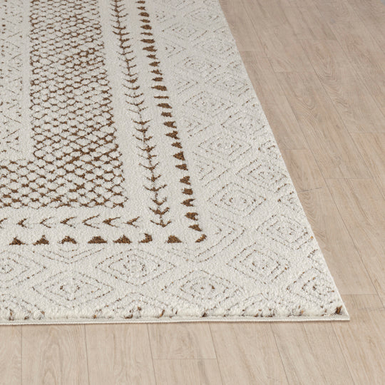 Tapis Scandinave Bohème Ivoire/Terracotta Monaco