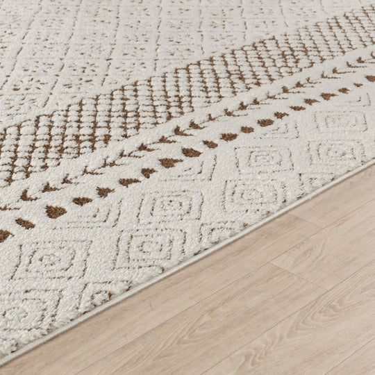 Tapis Scandinave Bohème Ivoire/Terracotta Monaco