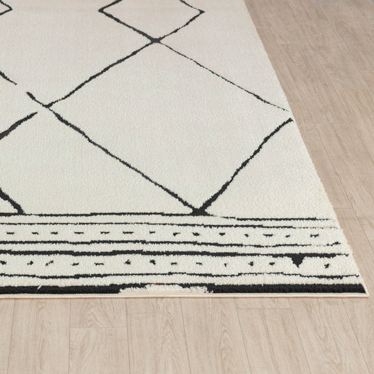 Tapis Berbère Ethnique Ivoire/Noir Habana