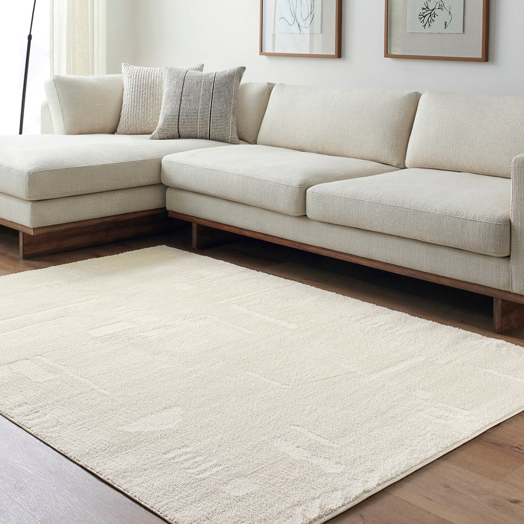 Tapis Scandinave Moderne Ivoire/Blanc Osna