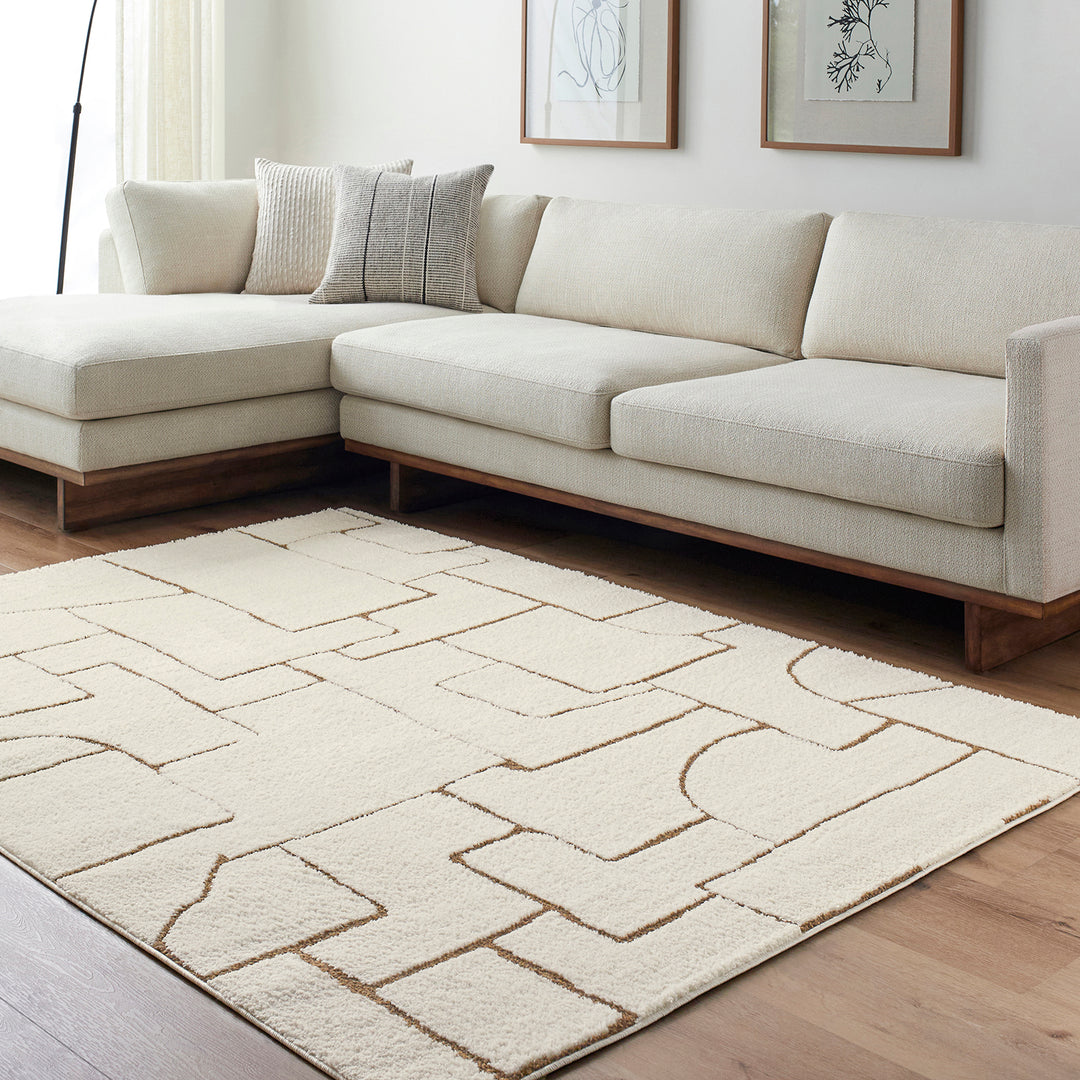 Tapis Scandinave Moderne Ivoire/Marron Sfax