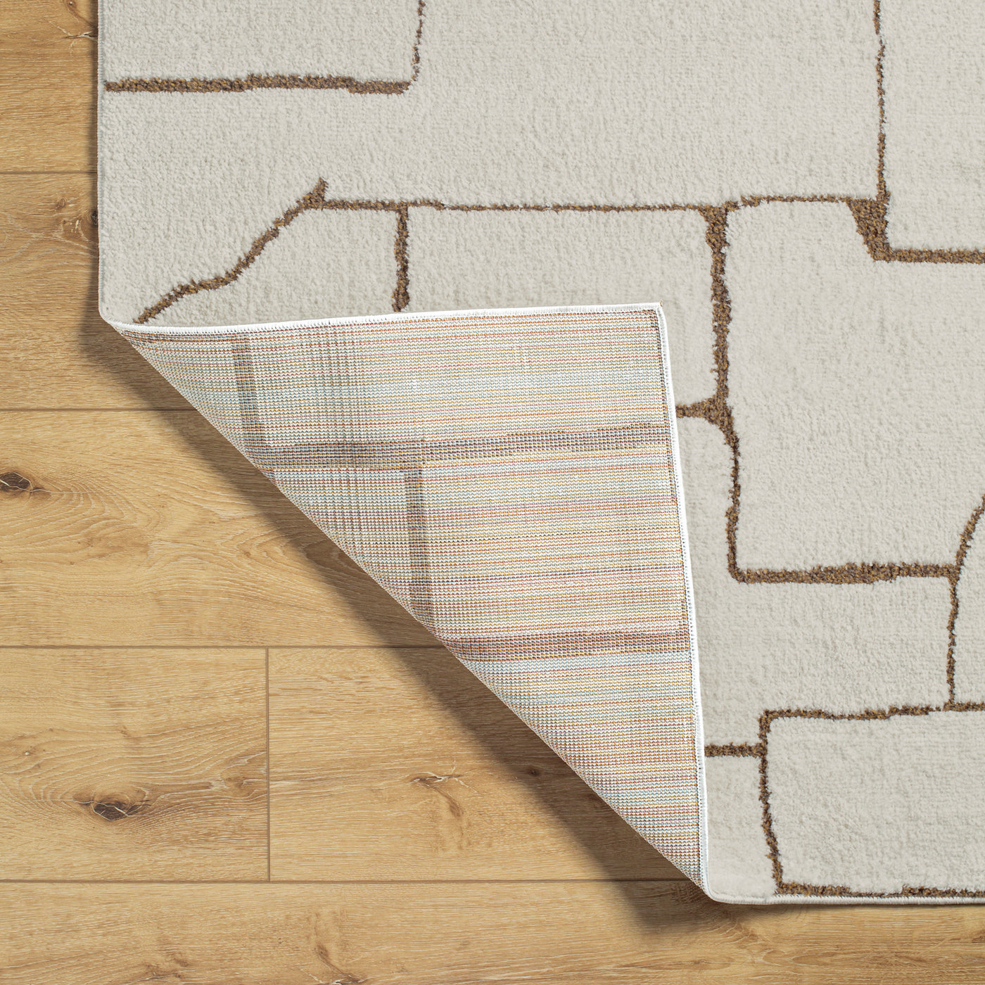 Tapis Scandinave Moderne Ivoire/Marron Sfax