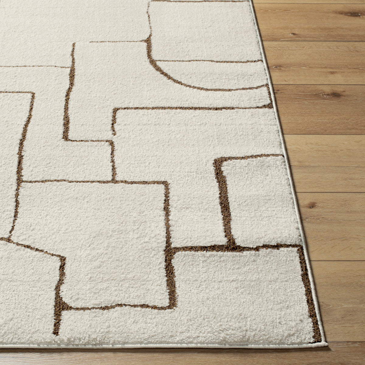 Tapis Scandinave Moderne Ivoire/Marron Sfax