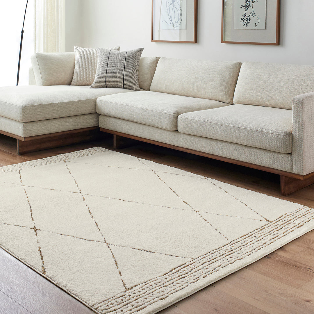 Tapis Berbère Ethnique Ivoire/Marron Pisa