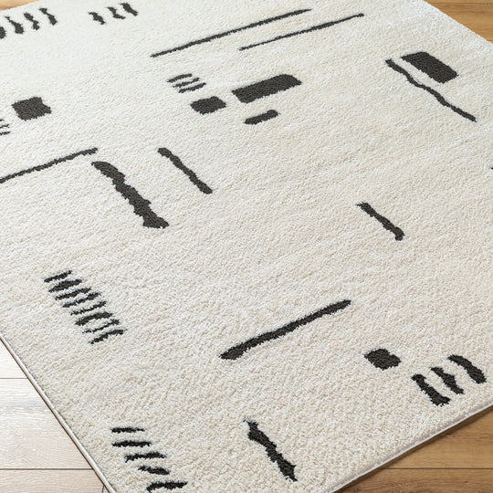 Tapis Scandinave Moderne Ivoire/Noir Osna