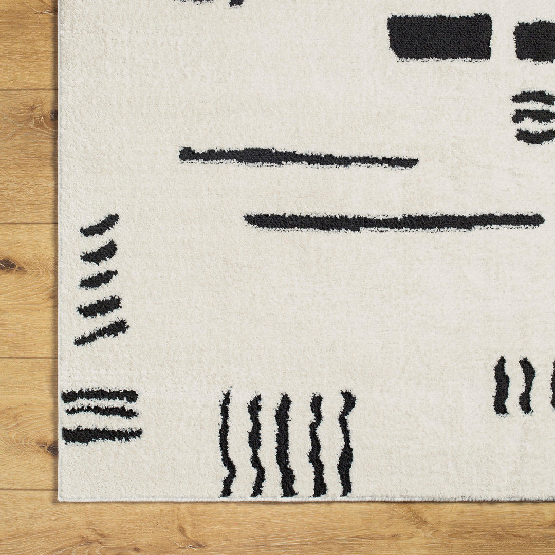 Tapis Scandinave Moderne Ivoire/Noir Osna