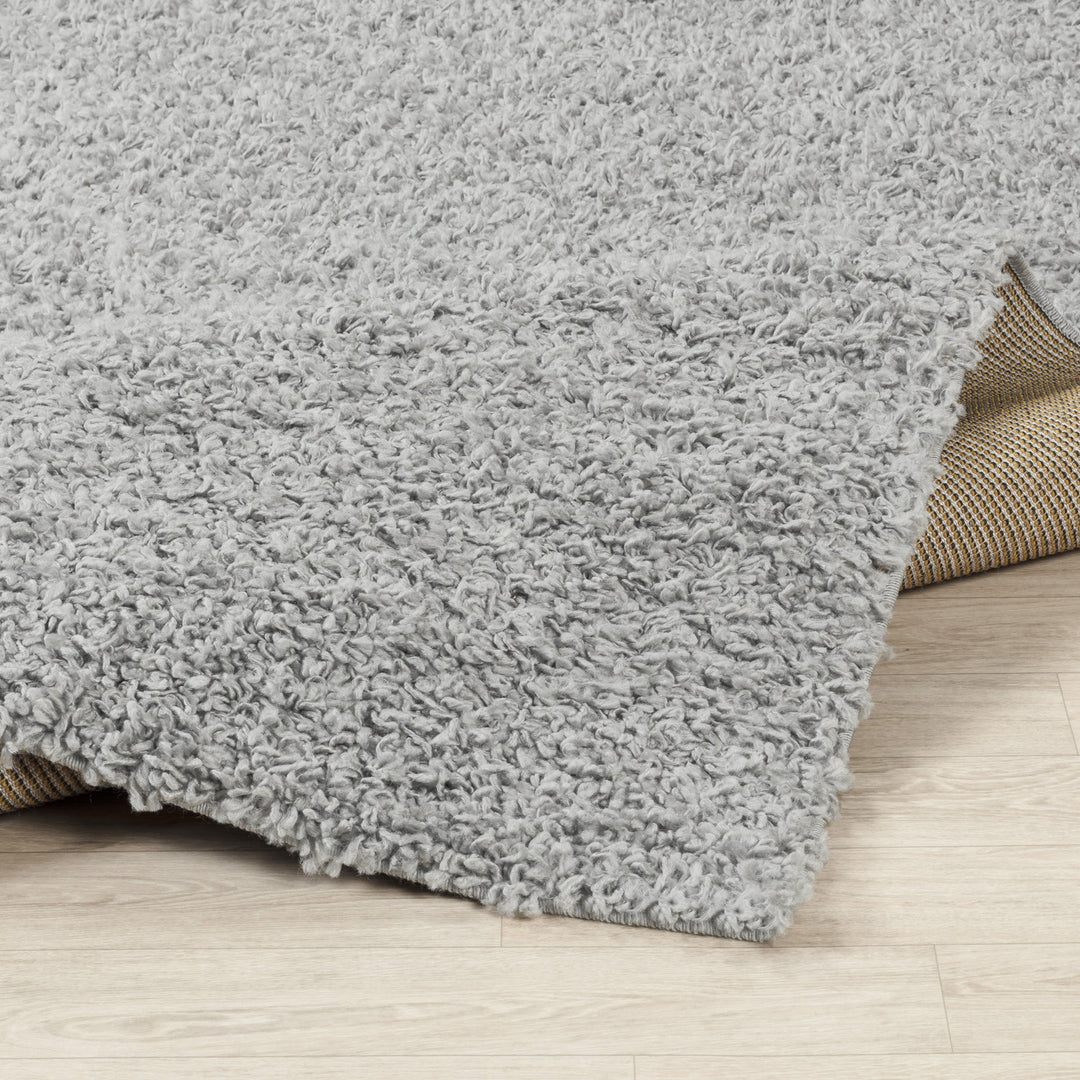 Tapis Rond Shaggy Moderne Gris Rond Boracay