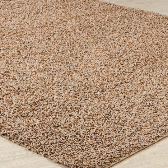 Tapis Rond Shaggy Moderne Beige Foncé Rond Boracay