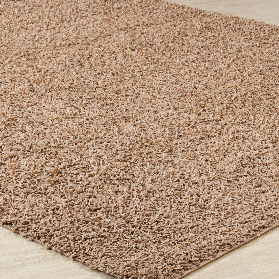 Tapis de Couloir Shaggy Moderne Beige Foncé Boracay