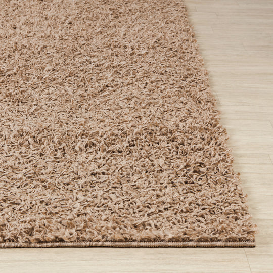 Tapis de Couloir Shaggy Moderne Beige Foncé Boracay