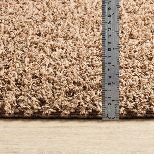 Tapis Rond Shaggy Moderne Beige Foncé Rond Boracay
