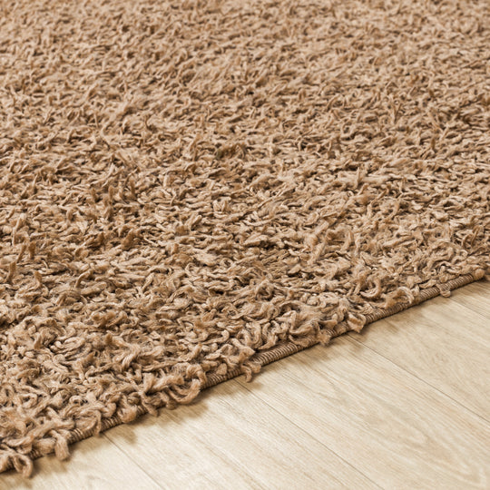 Tapis Rond Shaggy Moderne Beige Foncé Rond Boracay
