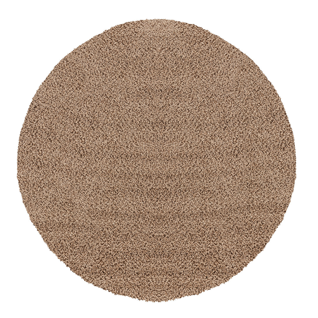 Tapis Rond Shaggy Moderne Beige Foncé Rond Boracay