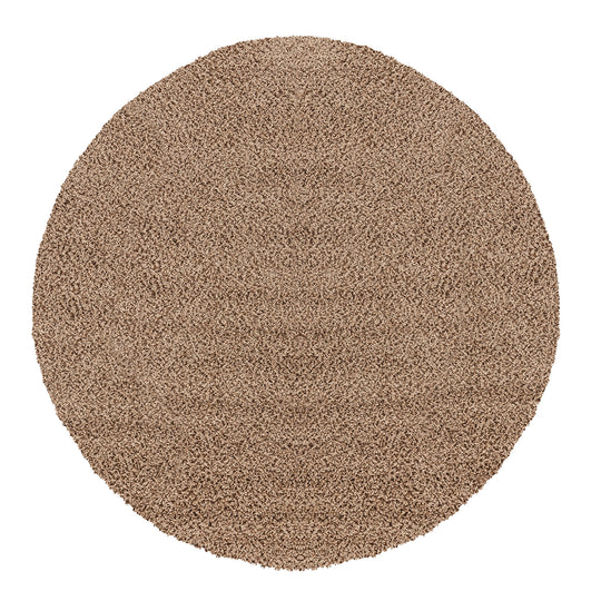 Tapis Rond Shaggy Moderne Beige Foncé Rond Boracay