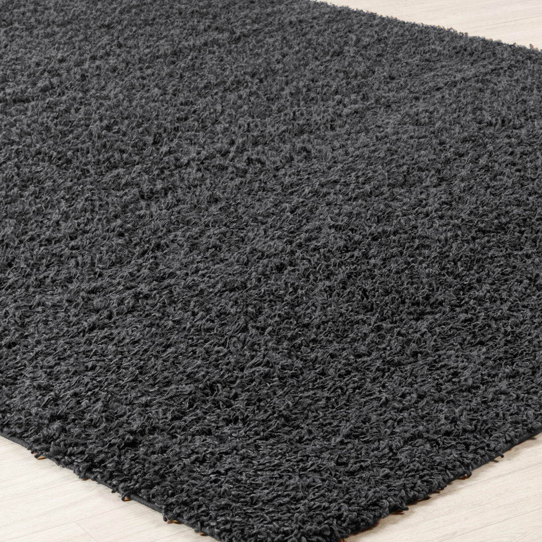 Tapis de Couloir Shaggy Moderne Gris Foncé Boracay