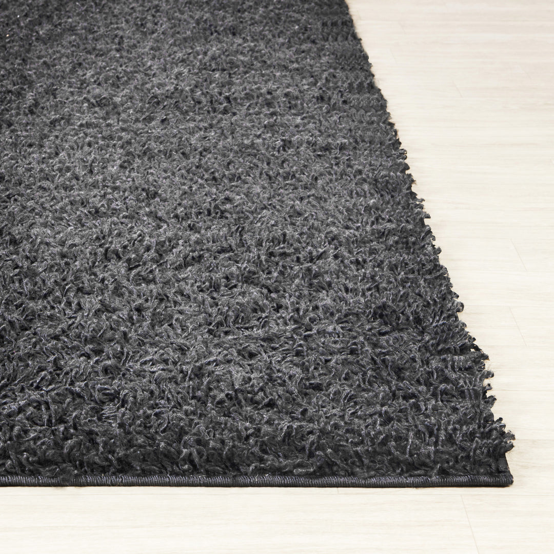 Tapis Rond Shaggy Moderne Gris Foncé Rond Boracay