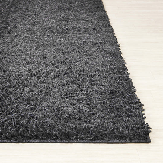 Tapis Rond Shaggy Moderne Gris Foncé Rond Boracay