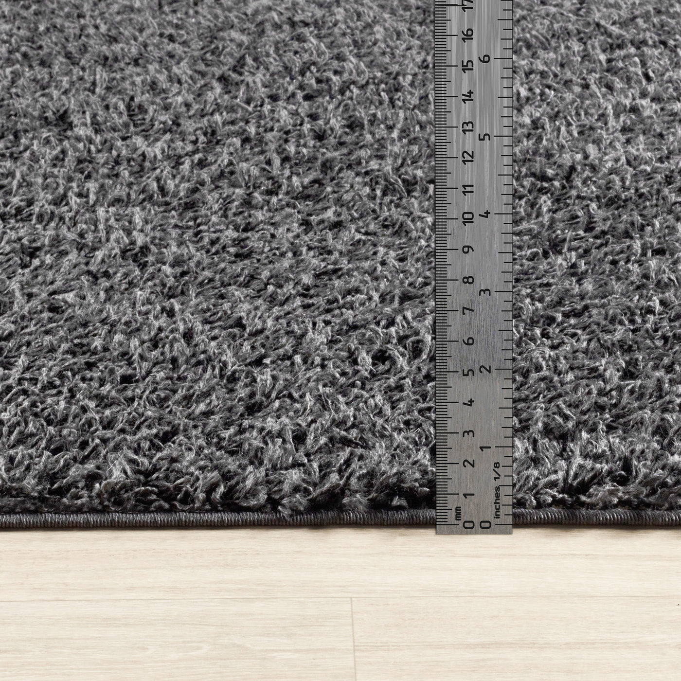 Tapis de Couloir Shaggy Moderne Gris Foncé Boracay