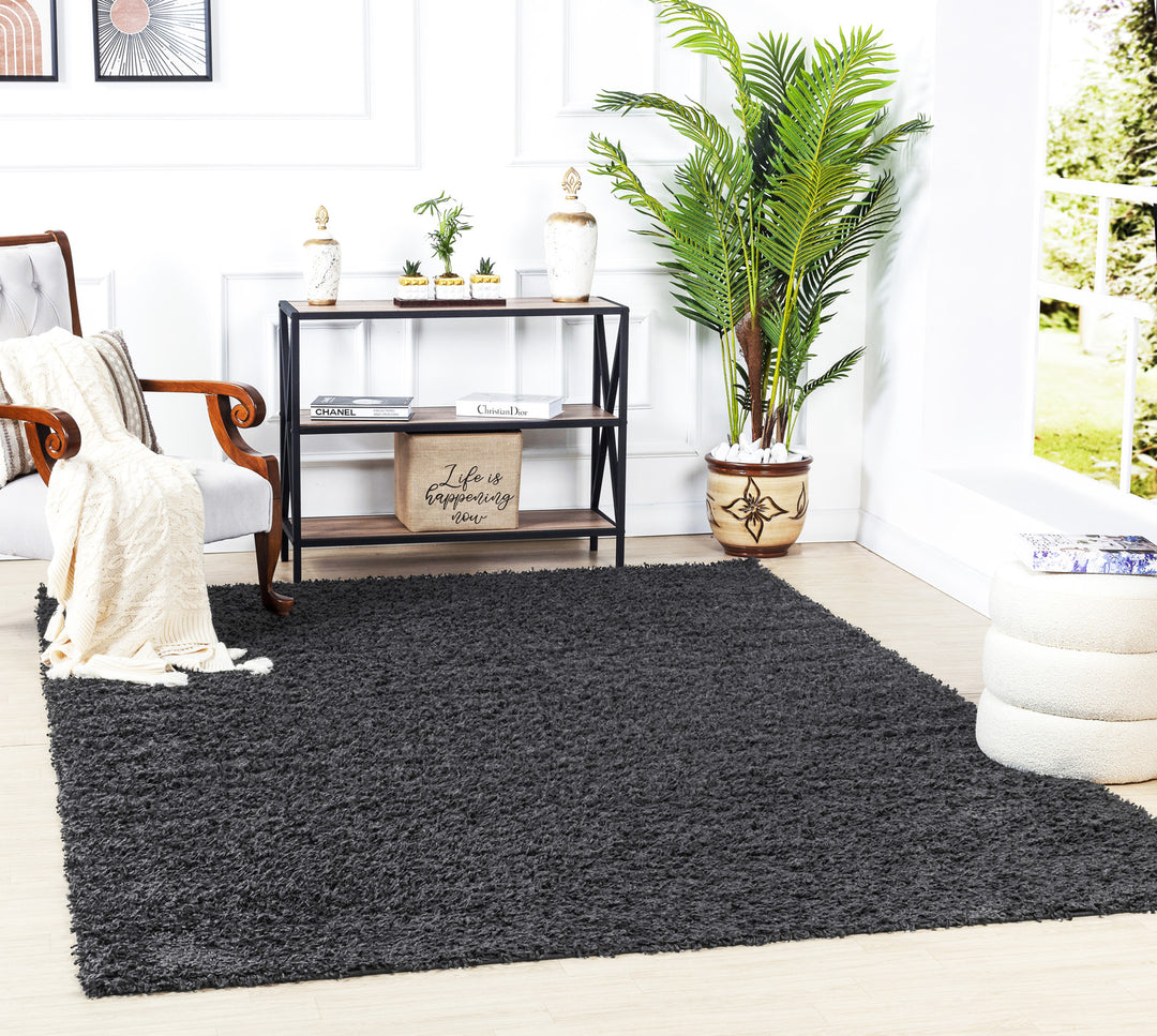 Tapis Shaggy Moderne Gris Foncé Boracay