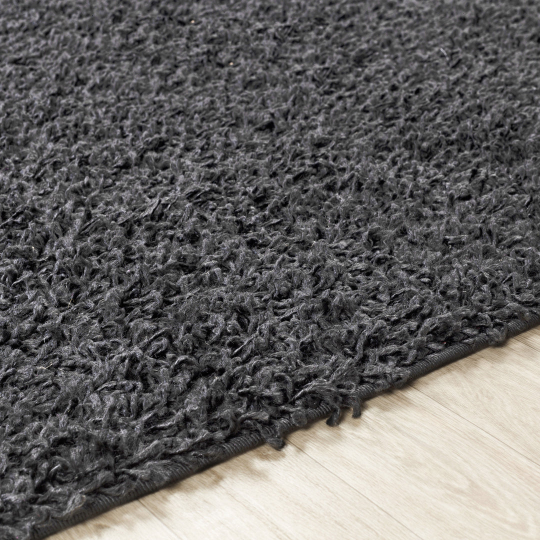 Tapis Rond Shaggy Moderne Gris Foncé Rond Boracay