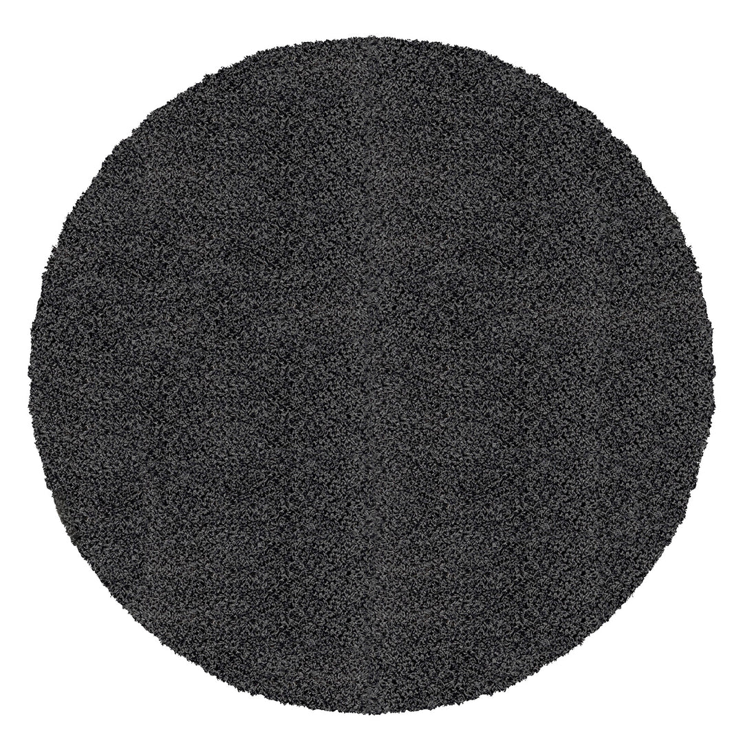 Tapis Rond Shaggy Moderne Gris Foncé Rond Boracay