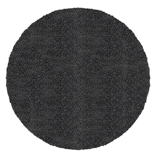 Tapis Rond Shaggy Moderne Gris Foncé Rond Boracay