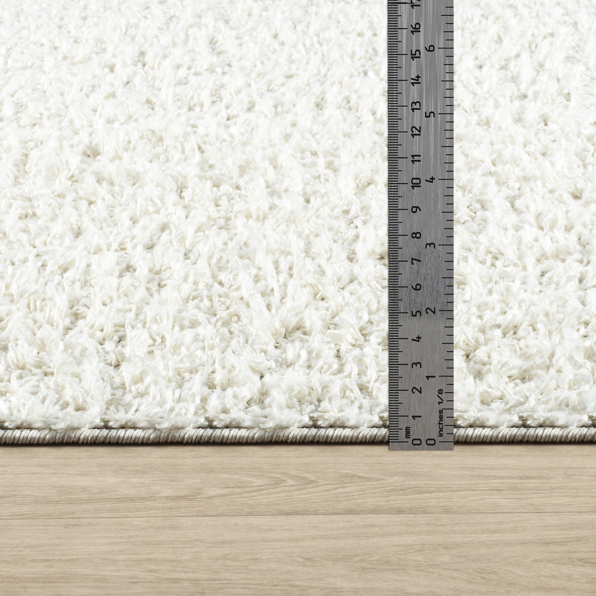Tapis rond SURYA Boracay shaggy uni, poils longs blancs, vue 7
