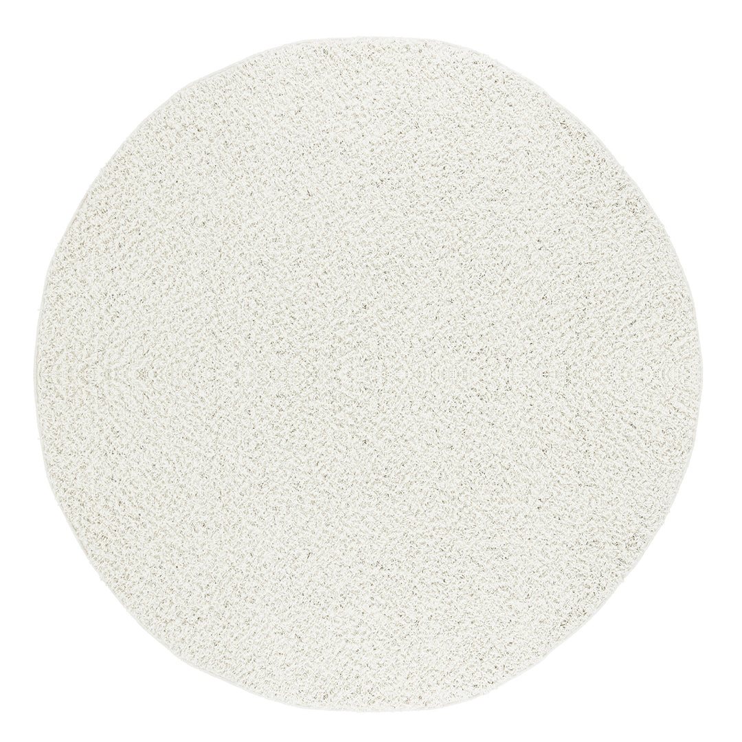 Tapis Rond Shaggy Moderne Blanc Rond Boracay