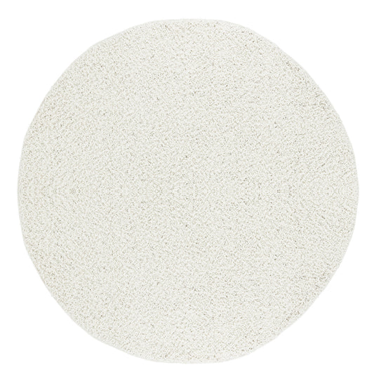 Tapis Rond Shaggy Moderne Blanc Rond Boracay