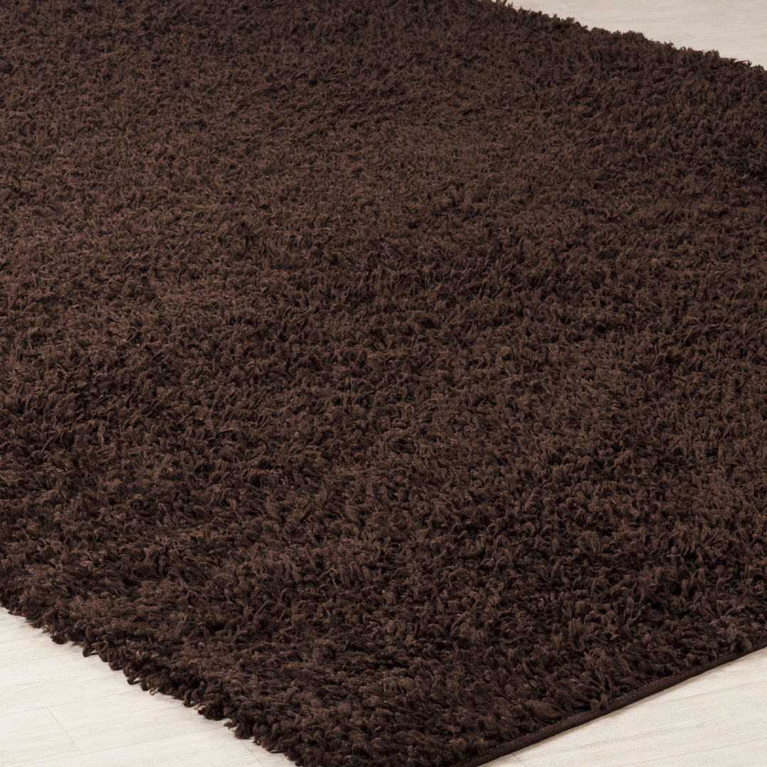 Tapis de Couloir Shaggy Moderne Marron Foncé Boracay