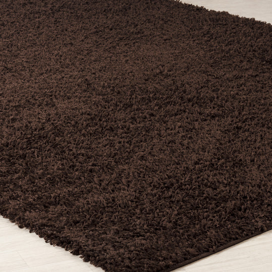 Tapis de Couloir Shaggy Moderne Marron Foncé Boracay