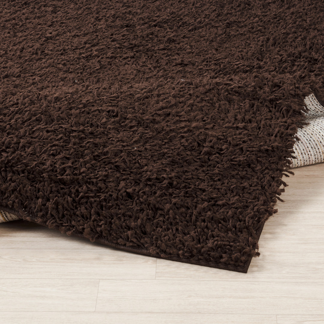 Tapis de Couloir Shaggy Moderne Marron Foncé Boracay
