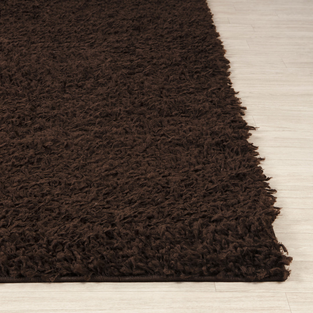 Tapis de Couloir Shaggy Moderne Marron Foncé Boracay