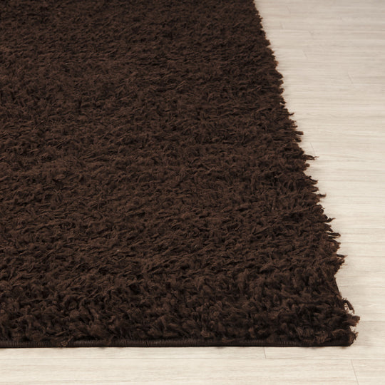 Tapis de Couloir Shaggy Moderne Marron Foncé Boracay