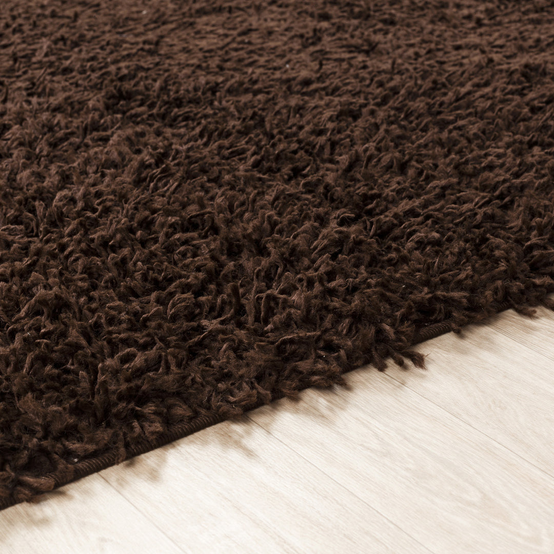 Tapis de Couloir Shaggy Moderne Marron Foncé Boracay
