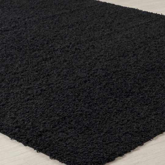 Tapis de Couloir Shaggy Moderne Noir Boracay